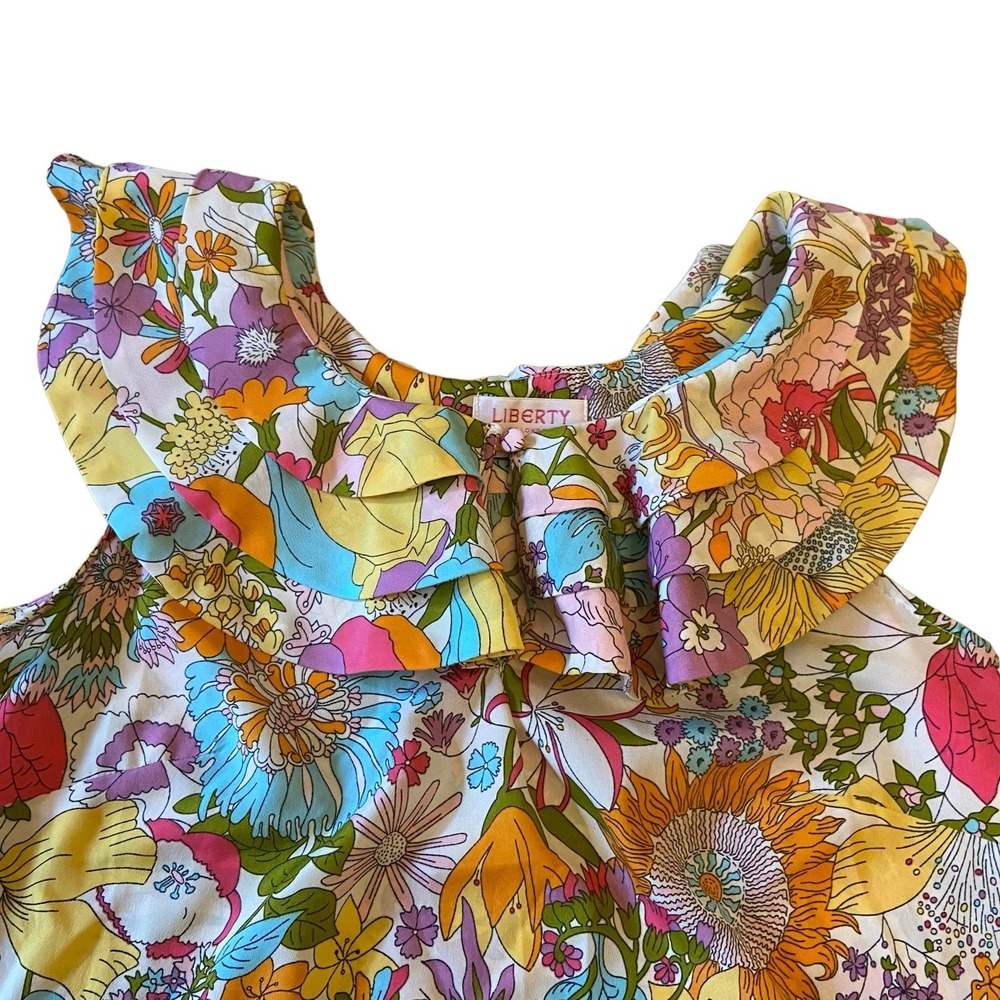 Liberty of London for Target Floral Ruffle Neck Blouse Sleeveless Top Size Small